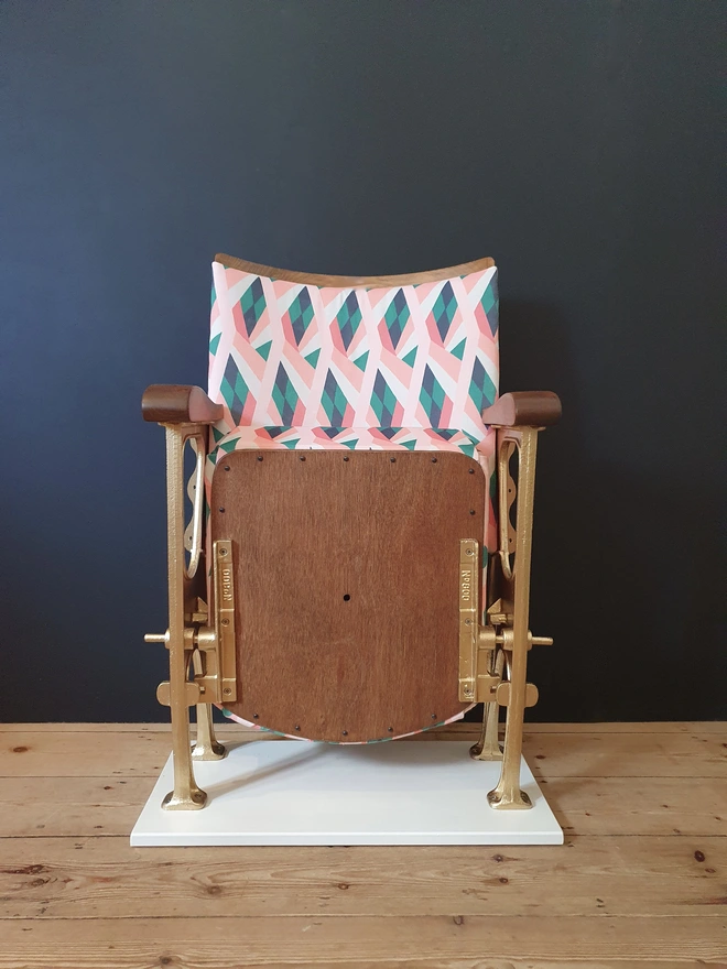 vintage pink melon velvet cinema seat