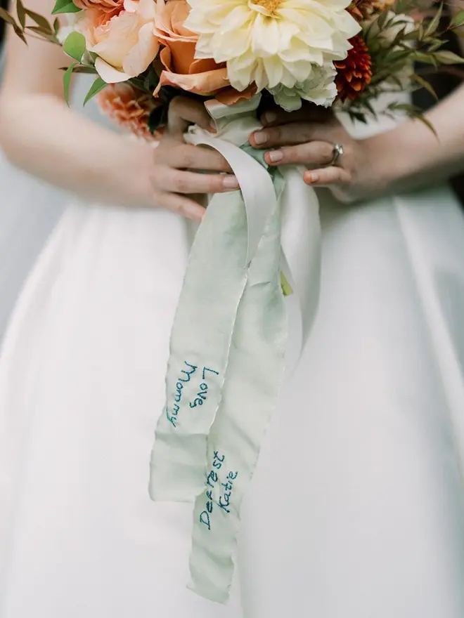 Personalised Handwriting Silk Wedding Bouquet Ribbon