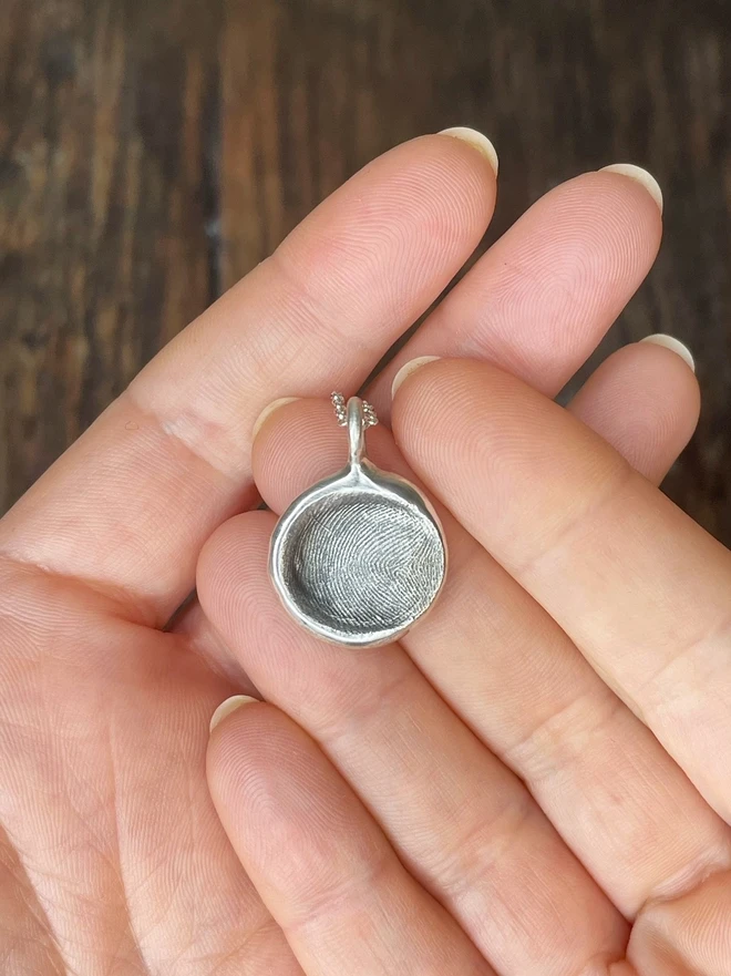 Handmade recycled sterling silver fingerprint kit women celina c jewellery gift
