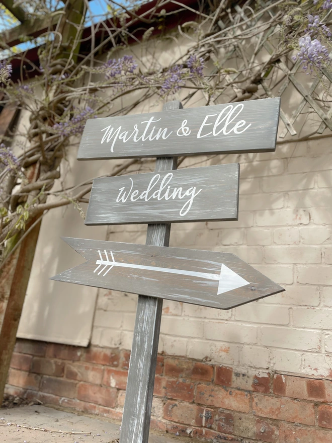 wedding direction sign