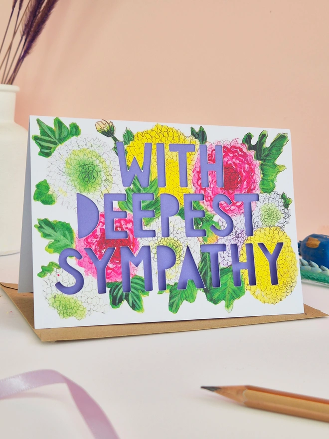 Deepest Sympathy Card with purple paper liner 