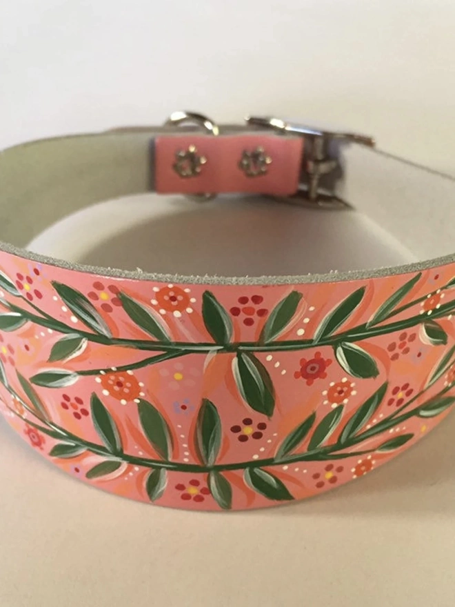 Small/Medium Leather Hand Painted Dog Collar