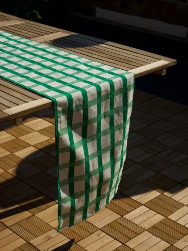 Green Gingham Table Runner