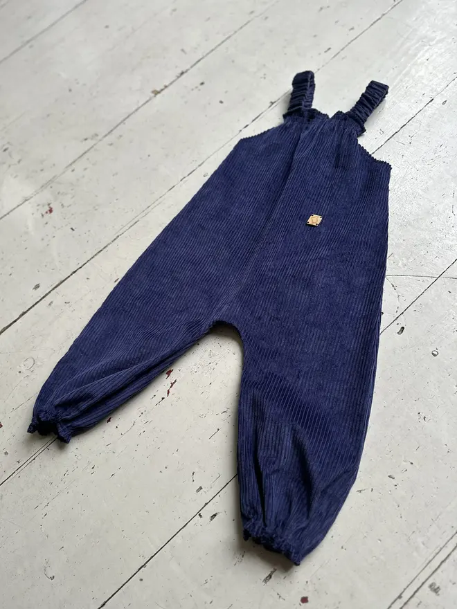 kids organic cotton corduroy dungarees navy blue