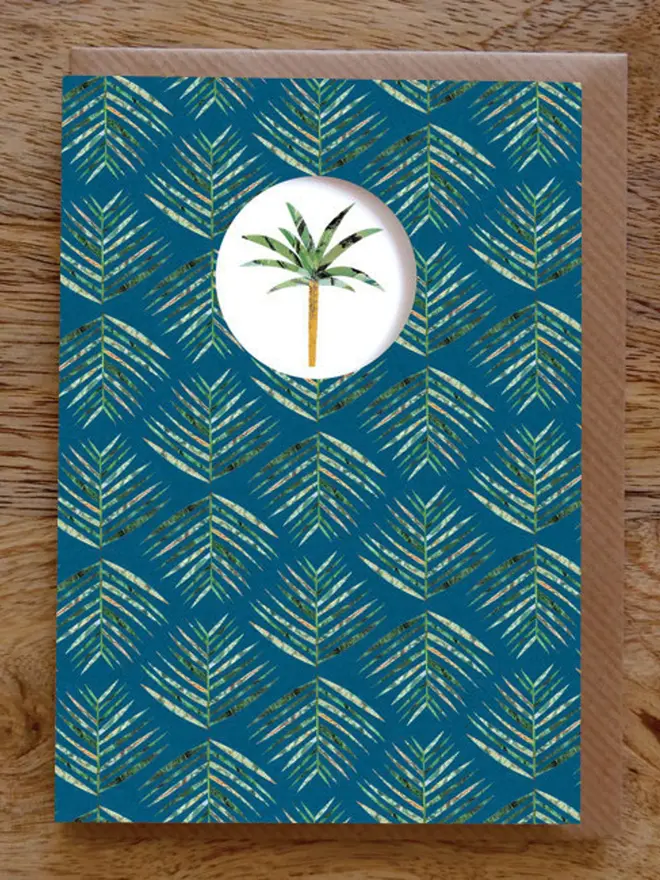 palm tree illustrated die cut card