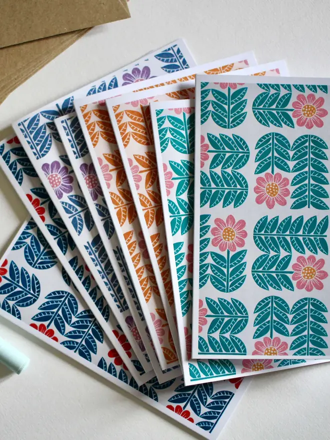 garden flower print notecard set