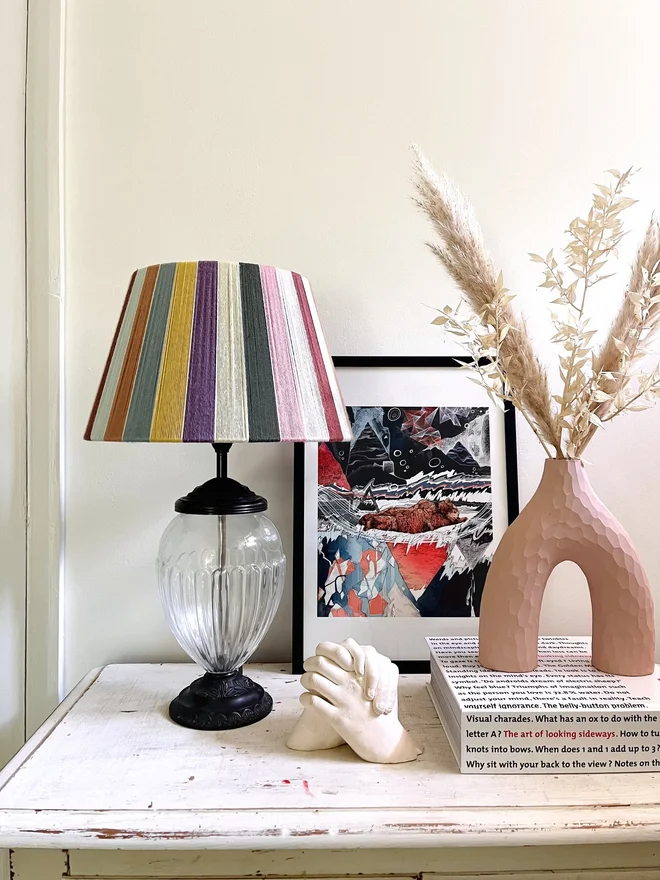 Rainbow Haze Modern Rainbow Stripe Organic Lampshade