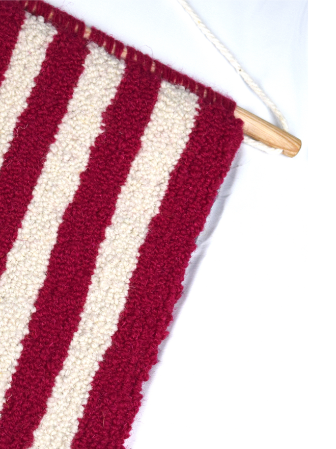 YES - Handmade Pink and White Stripes, Wall Hanging Close Up