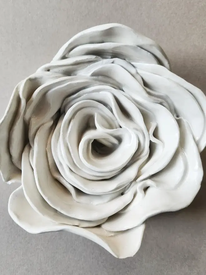 white ceramic rose flower for wall pottery art gift ideas anniversary wedding