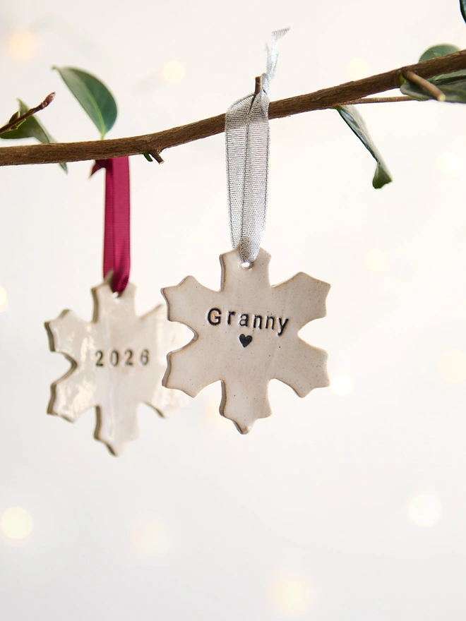 personalised snowflake ceramic decoration