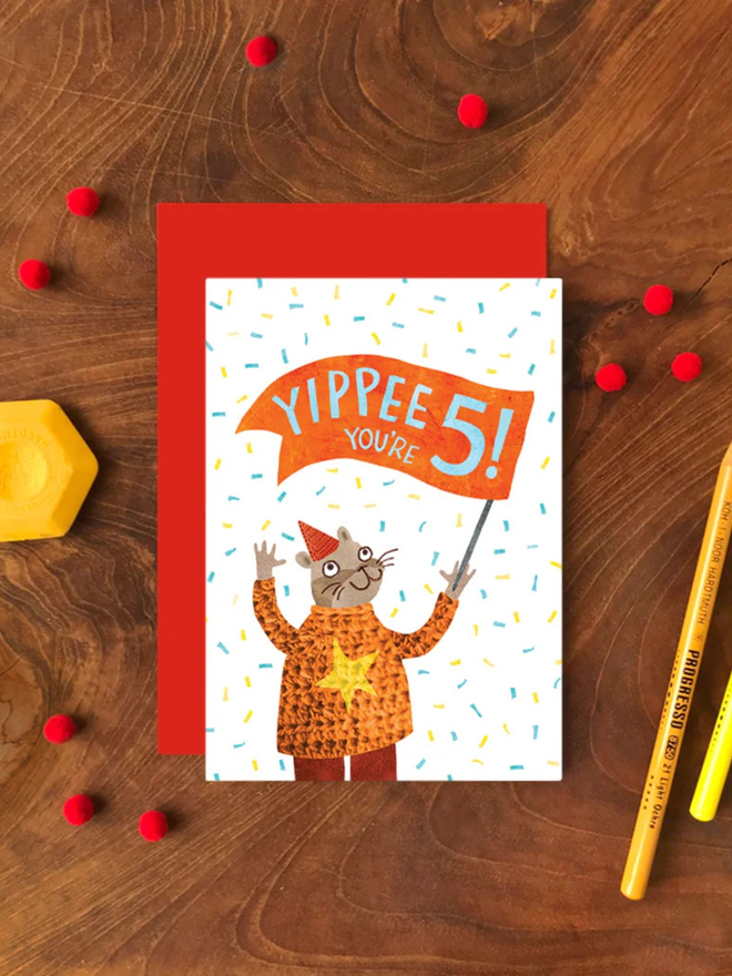 5th birthday bear card