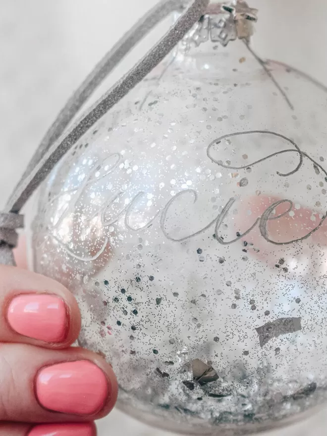 Hand Engraved Glass Christmas Bauble