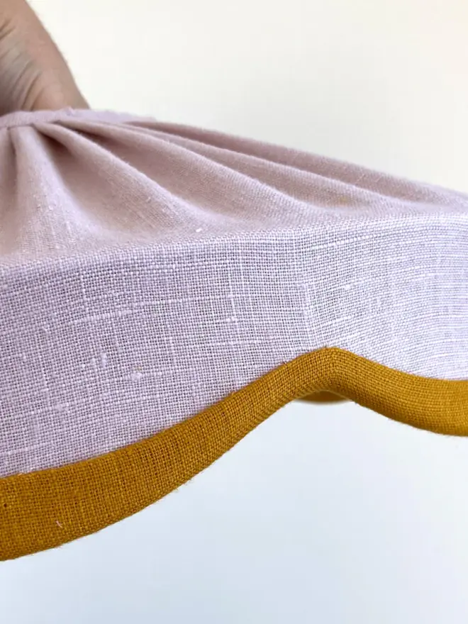 pink & mustard lampshade upclose