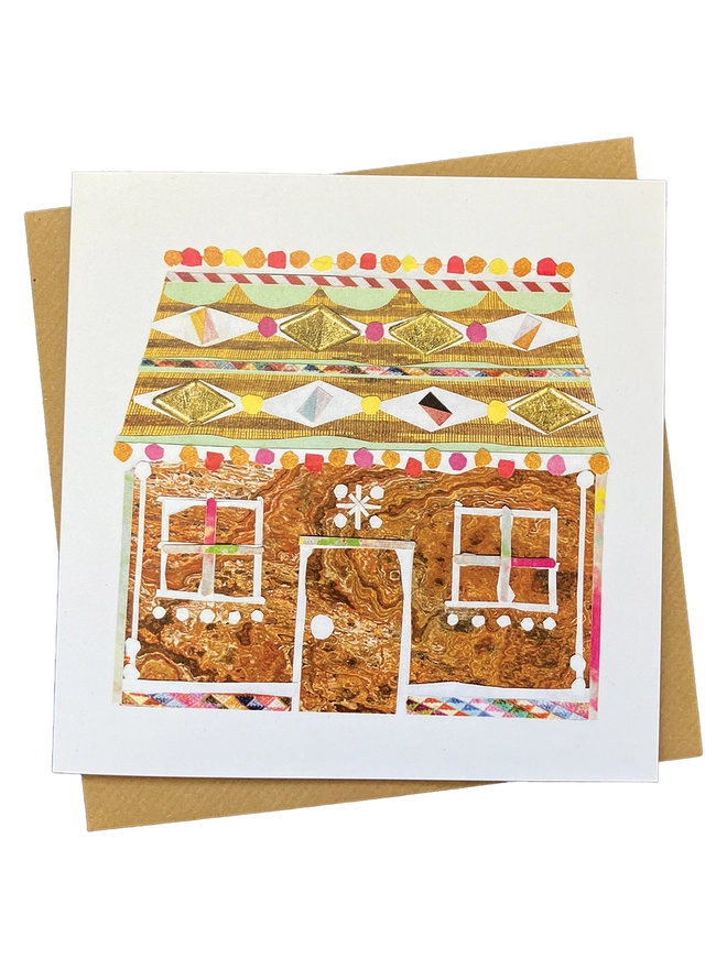 Gingerbread cottage christmas card and envelope