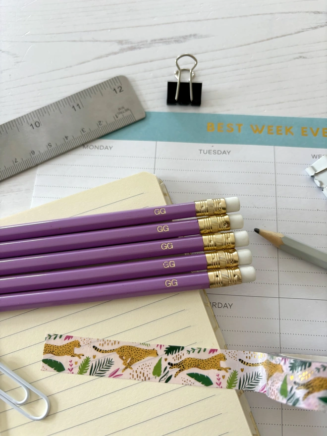Personalised Purple  HB Pencil Set