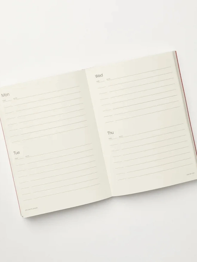 Red A5 Lay Flat 365 Undated Planner