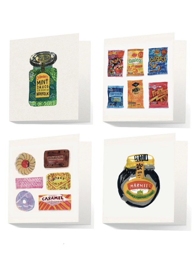 4 retro food cards, in the mint, after swim snacks, sweet treats, marmighty