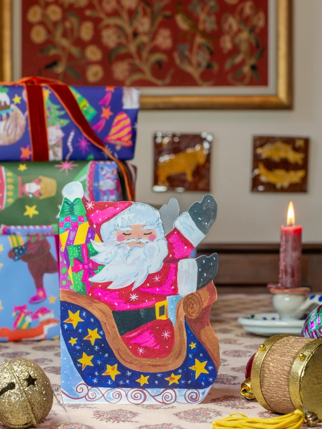 santa sleigh christmas card