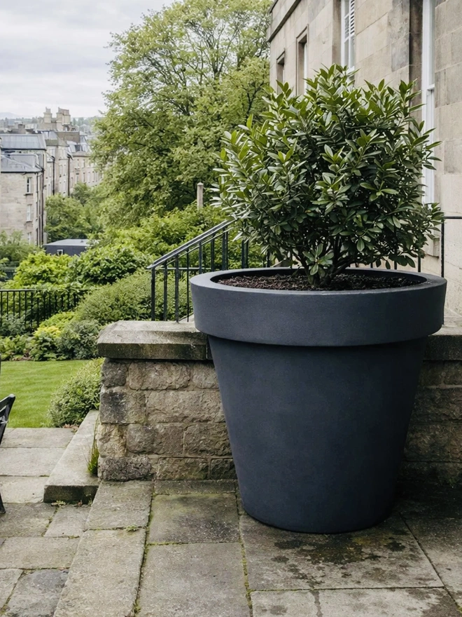 Anthracite gives The Biggie a sleek charcoal finish that complements contemporary architecture and structured planting. Its large statement form is perfect for trees, large shrubs and professional landscaping schemes. Made from robust yet lightweight material, it’s frost-resistant, low-maintenance and easy to position.
