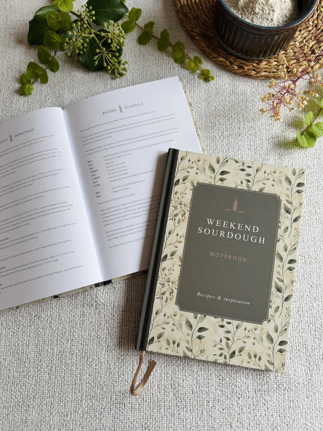Weekend Sourdough Notebook Front Cover & Sourdough Principle Page