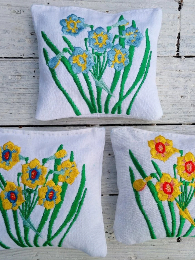 Mini Floral Lavender Sachet. Three floral sachets filled with lavender.
