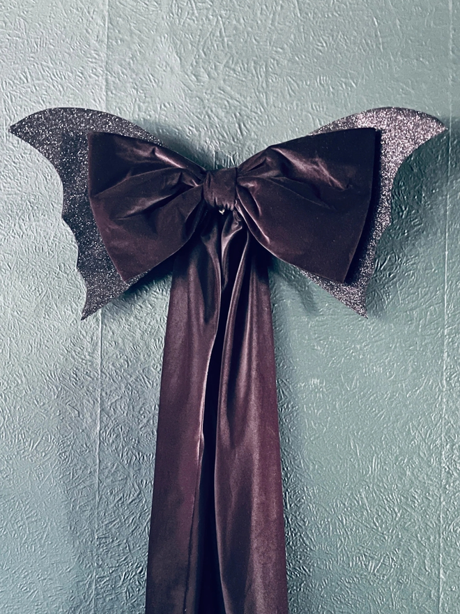velvet black halloween bow