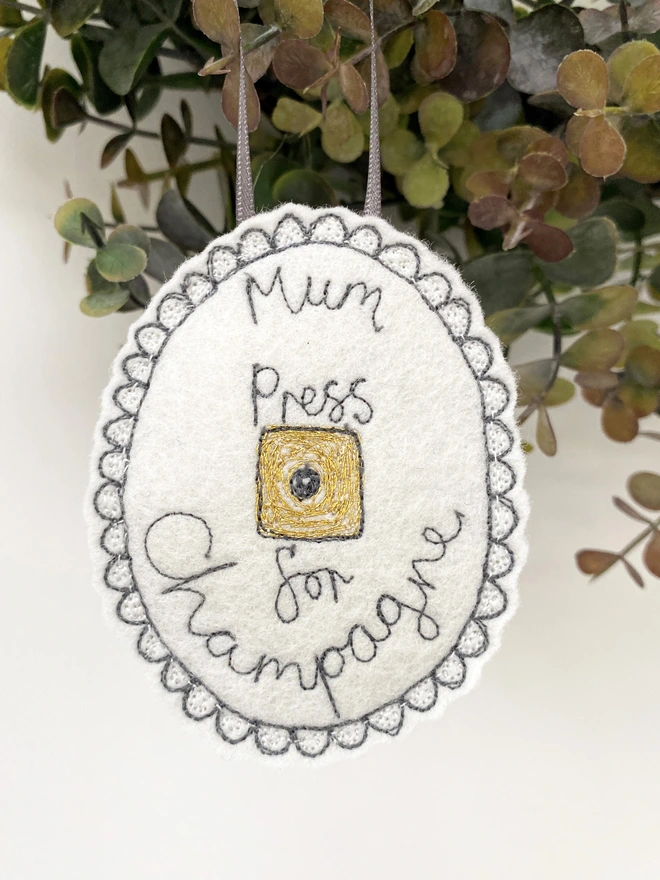 Press for Champagne personalised Christmas Tree Decoration 