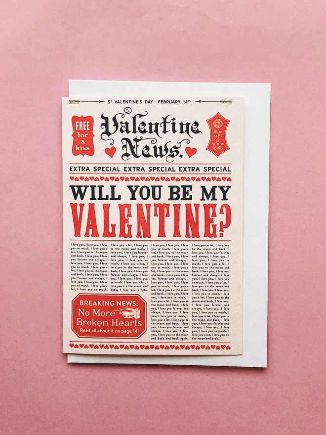 Will you be my Valentine? Newspaper vintage style and aesthetic, lettering, typography, retro style