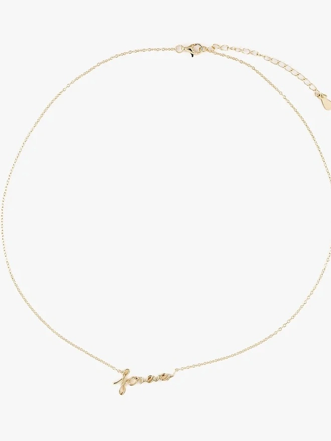 'Forever' Wild Script Gold Necklace