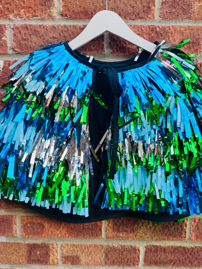 Tinsel cape festival cape festival jacket festival fashion bestival Glastonbury cape tinsel cape glitter cape