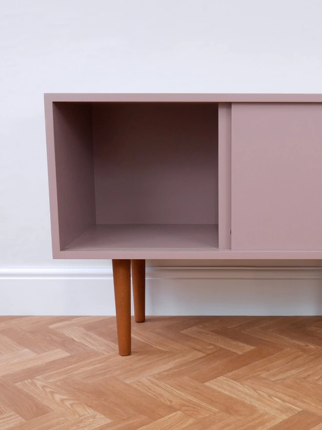 Pink Mid Century Record Cabinet: Handmade Vinyl Storage