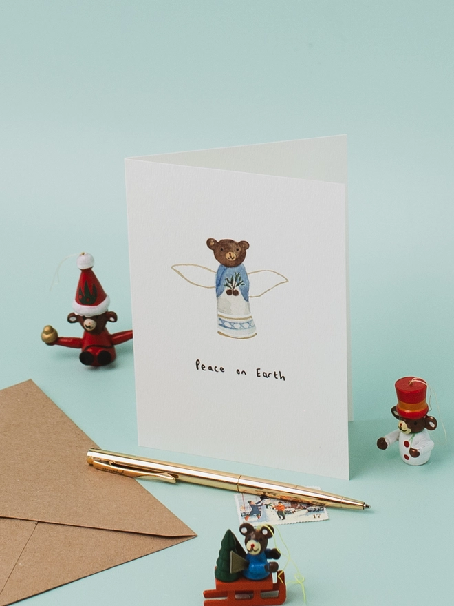 Peace Bear Christmas Card 