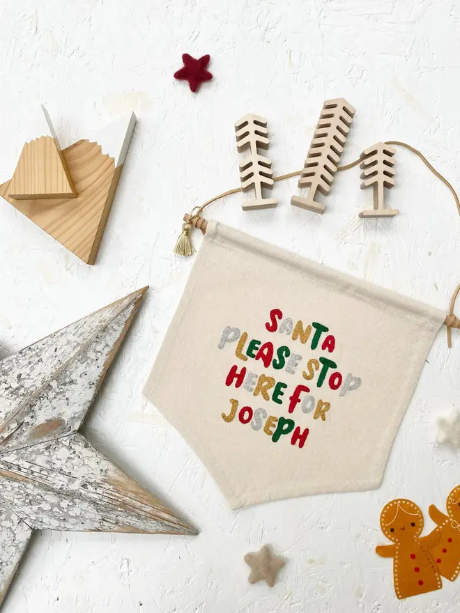 Santa Please Stop Here - Hanging Banner 