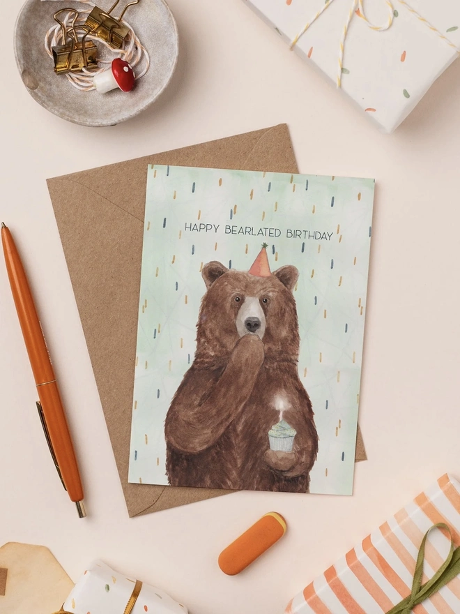 'Happy Bearlated Birthday' Birthday Card