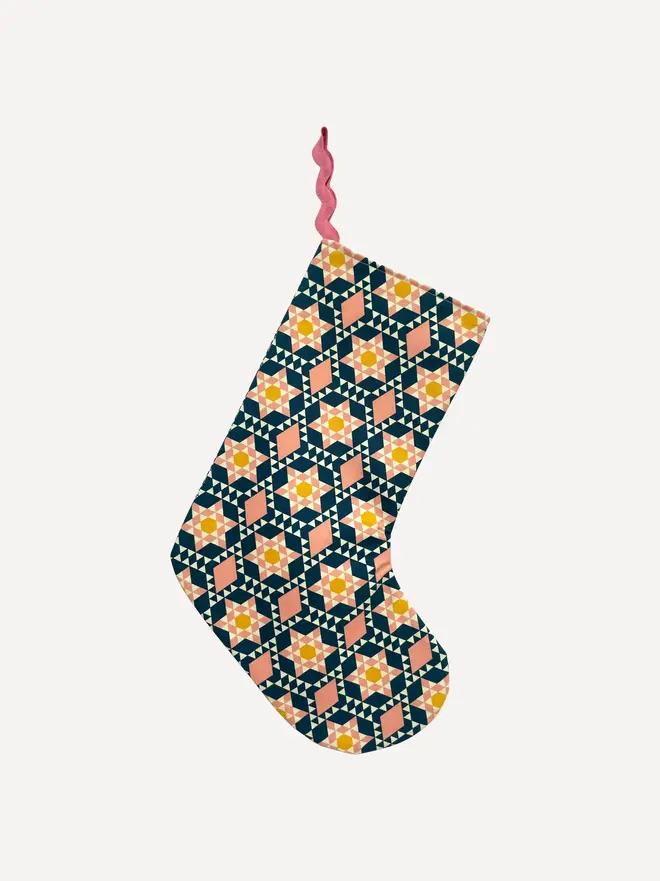 Prairie Organic Printed Stocking, hanging. 