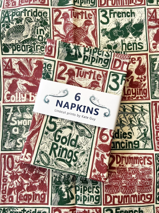 Christmas Organic Cotton Napkins (Set Of 6)