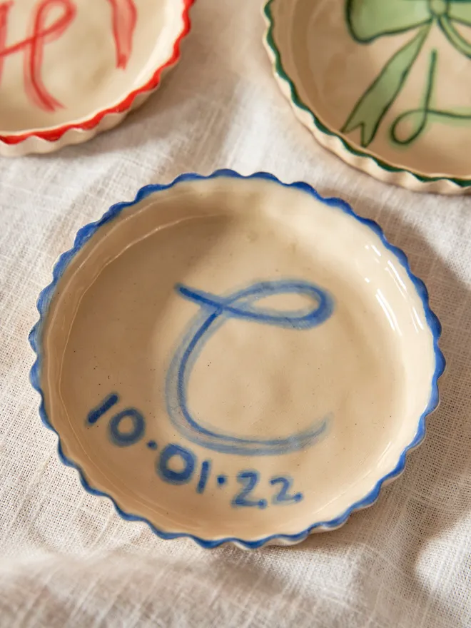 Personalised ceramic trinket dish