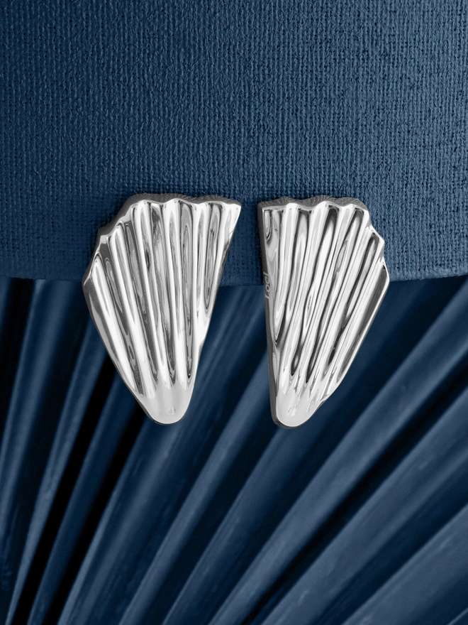 Loel Large Silver Fan Earrings