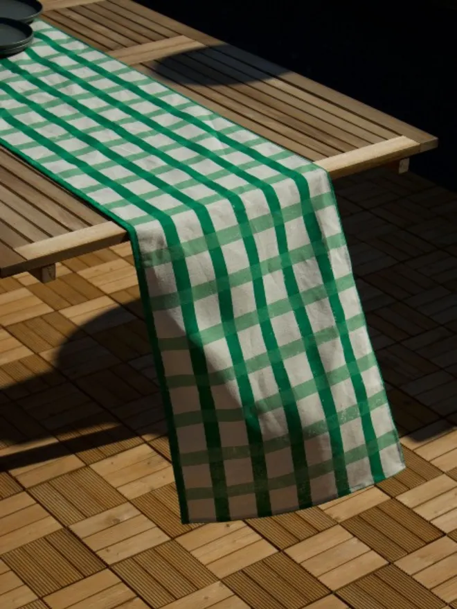 Green Gingham Table Runner