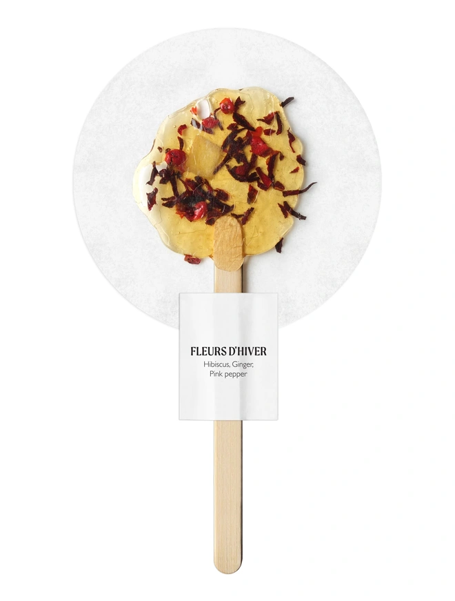 Fleurs-d-hiver-Hibiscus-Ginger-Pink-Pepper on a stick