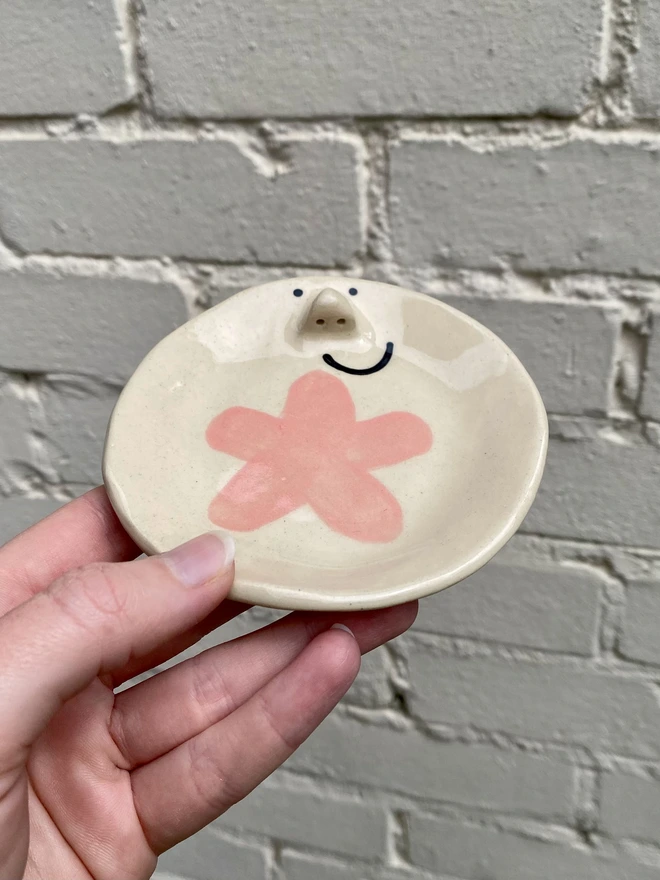 pink flower trinket tray