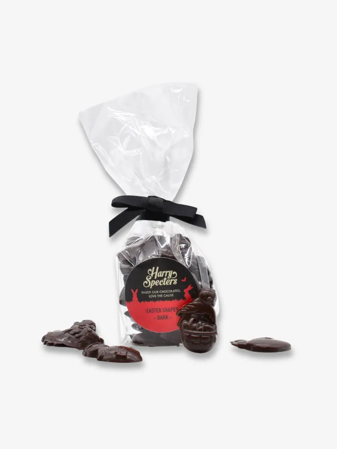 A bag of dark chocolate Easter shapes