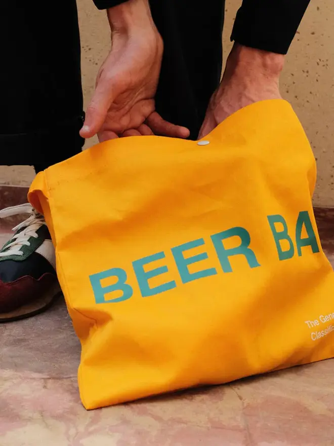 'Beer Bag' Musette Bag, being worn. 