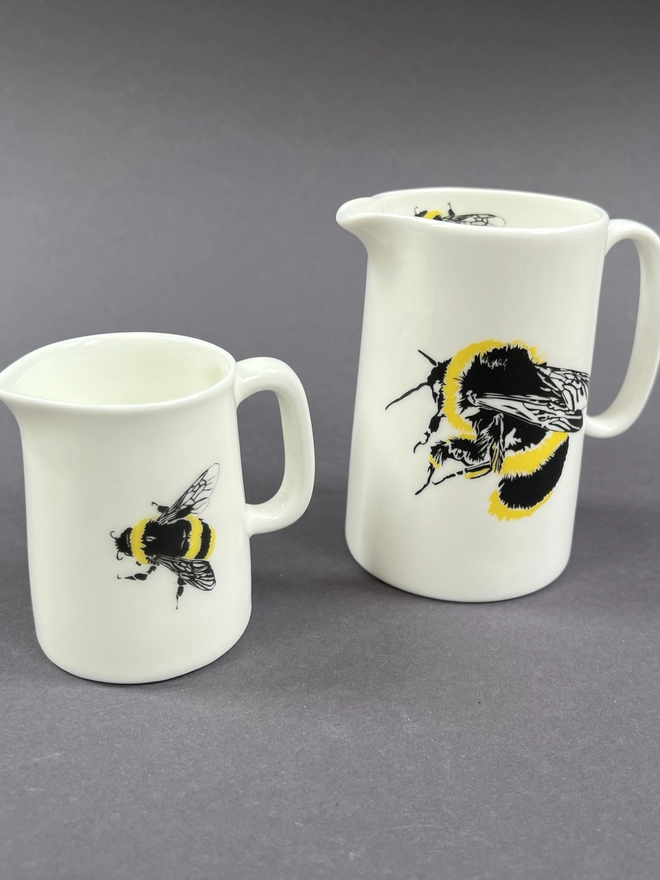 The quarter and half pint bumble bee jugs 