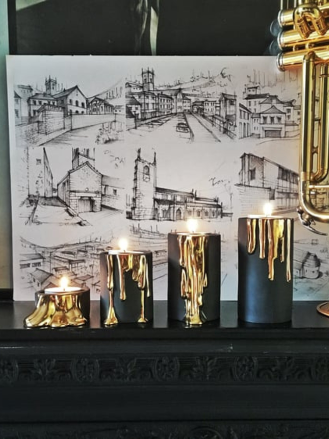 Black melded candle holders