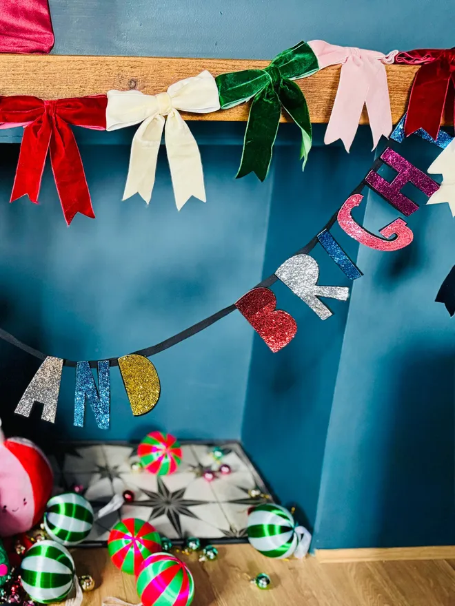 Glitter sign glitter bunting Christmas bunting merry Christmas Christmas garland glitter garland fire place garland