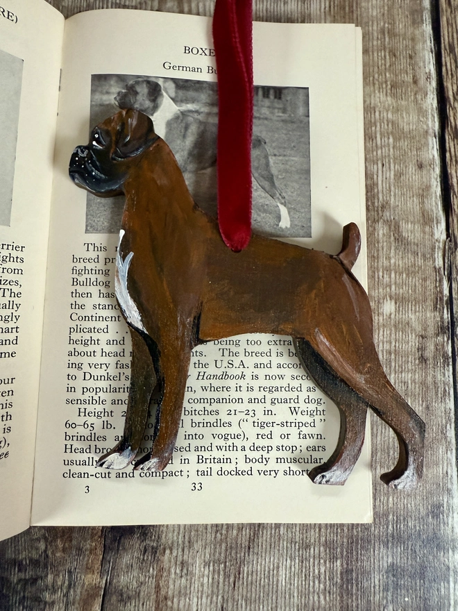 Boxer Dog Handpainted Christmas Decoration