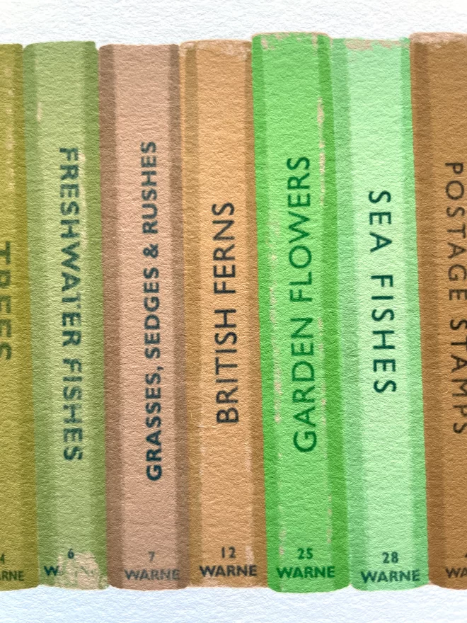 Detail of green book spines