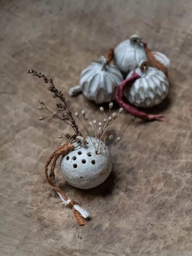 Ikebana Christmas Bauble Decorations In Toasted