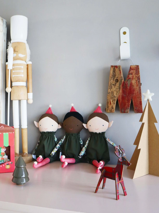 christmas dolls with red hat 